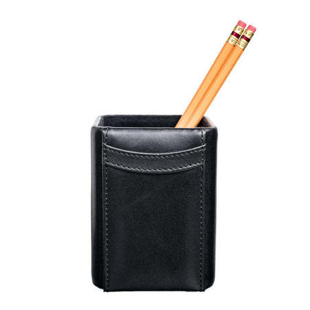 DACASSO Black Leather Pencil Cup AG-1010